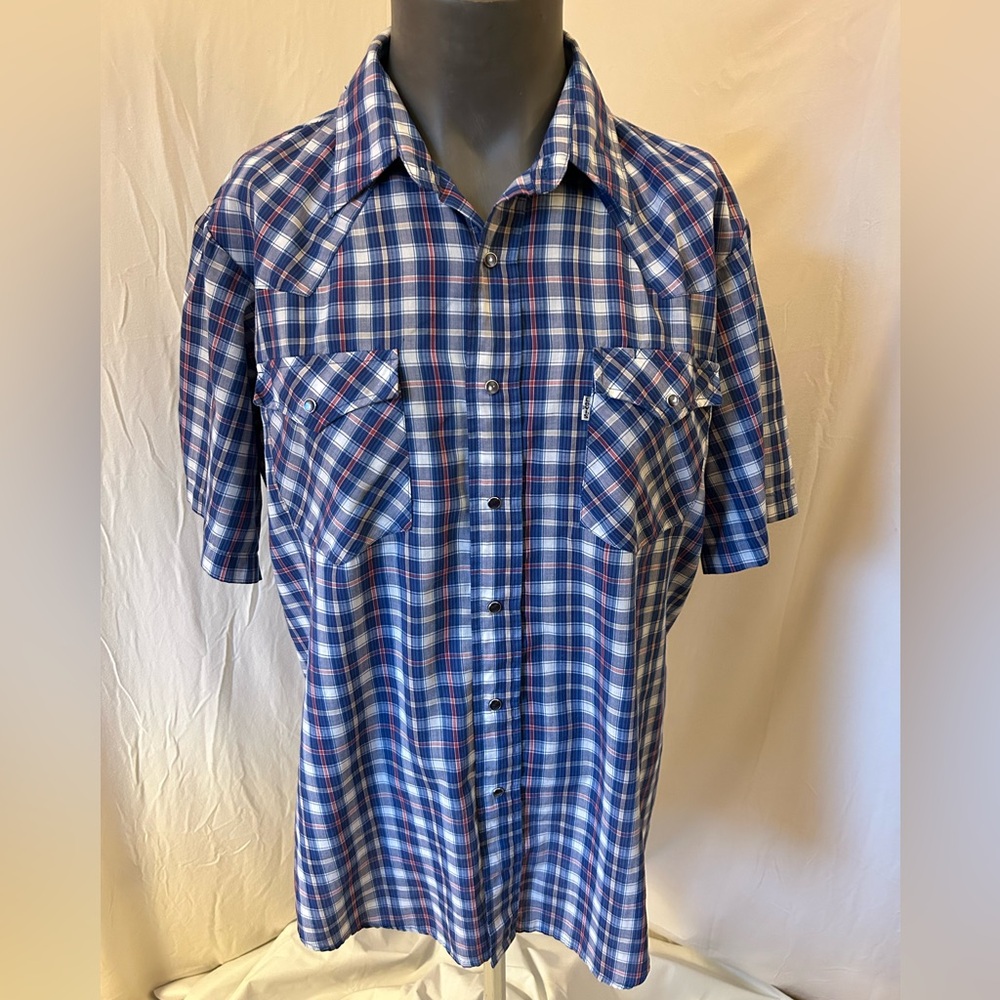 VTG Levi’s 70’s/80’s Men’s Summer Tailor Plaid W/ Pearl Button Snap (Size XL)